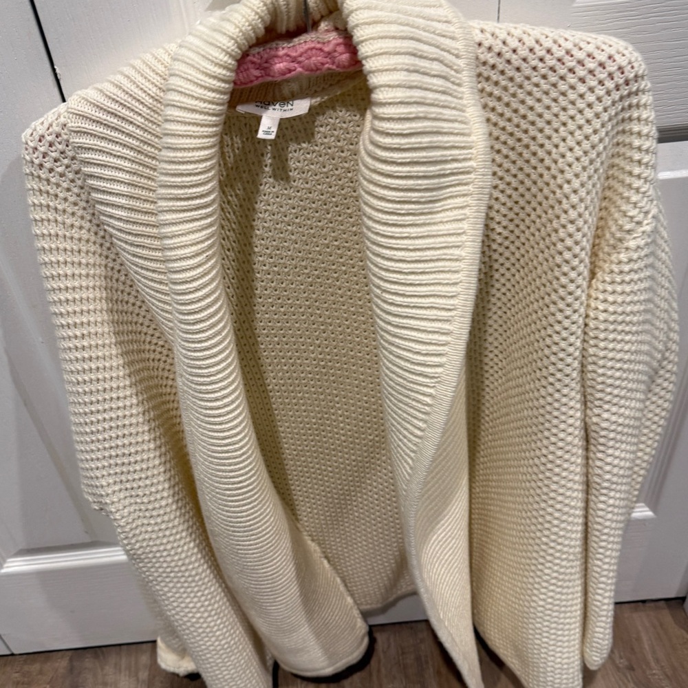 Haven Ivory Textured Cardigan -coat. heavy enough to wear as a coat.